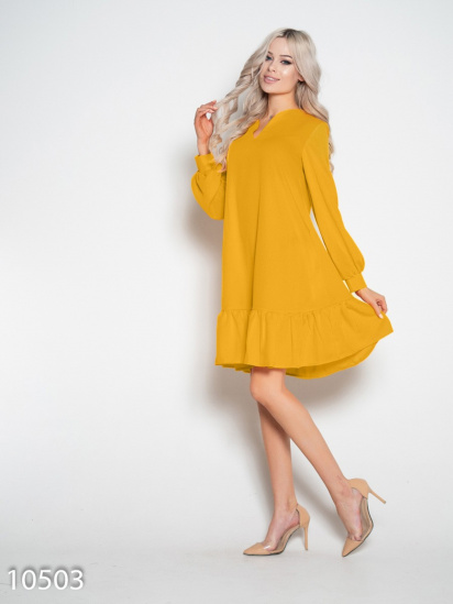 Платье мини ISSA Plus модель 10503_mustard — фото - INTERTOP