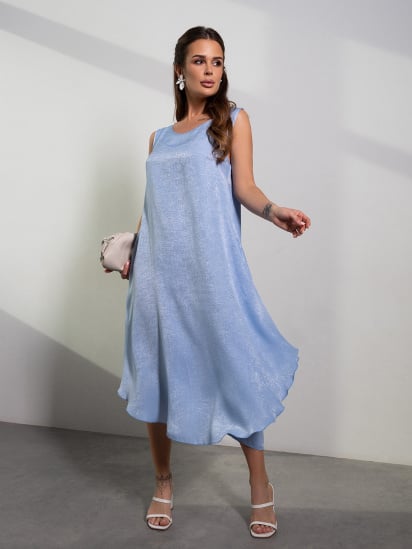 Платье миди ISSA Plus модель 10800A_голубой — фото - INTERTOP