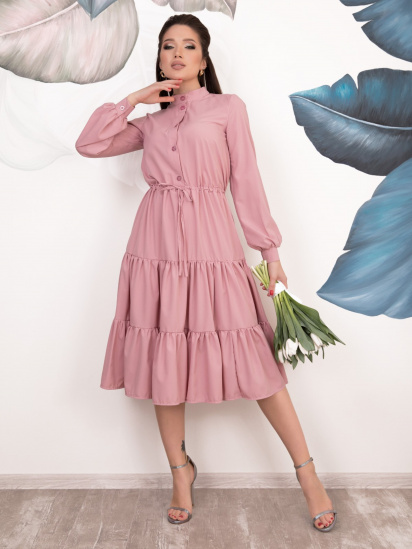 Сукня міді ISSA Plus модель 11043_pink — фото - INTERTOP