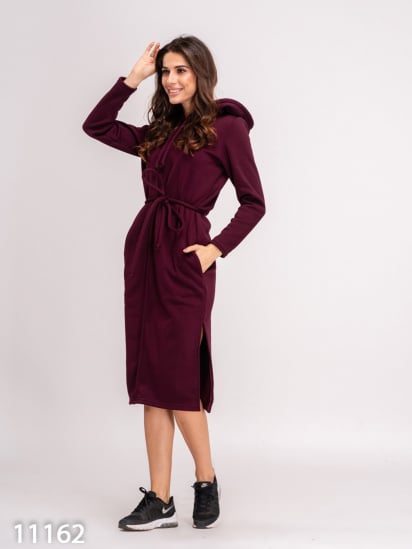Сукня міді ISSA Plus модель 11162_burgundy — фото - INTERTOP