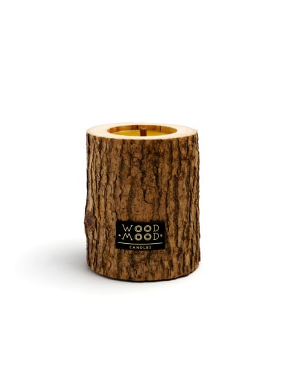 WOOD MOOD ­Інтер'єрна свіча в дереві із фактурною корою модель 1122300000 — фото - INTERTOP