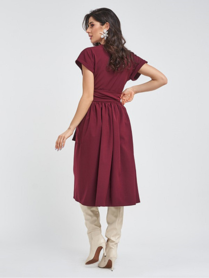 Сукня міді ISSA Plus модель 11417_бордовый — фото 3 - INTERTOP