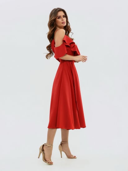 Платье миди ISSA Plus модель 11493_red — фото - INTERTOP