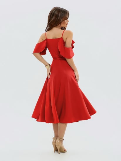 Платье миди ISSA Plus модель 11493_red — фото 3 - INTERTOP