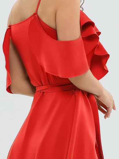 Платье миди ISSA Plus модель 11493_red — фото 4 - INTERTOP