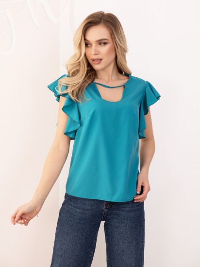 Блуза ISSA Plus модель 11701_turquoise — фото - INTERTOP