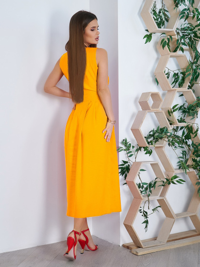 Сукня міді ISSA Plus модель 11757_mustard — фото 3 - INTERTOP