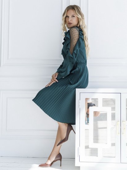 Платье миди ISSA Plus модель 12132_green — фото - INTERTOP