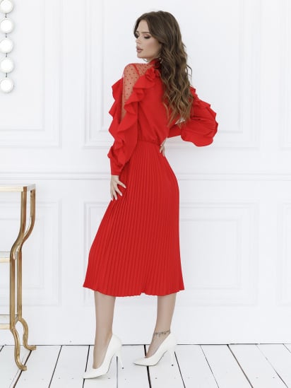 Платье миди ISSA Plus модель 12132_red — фото 3 - INTERTOP