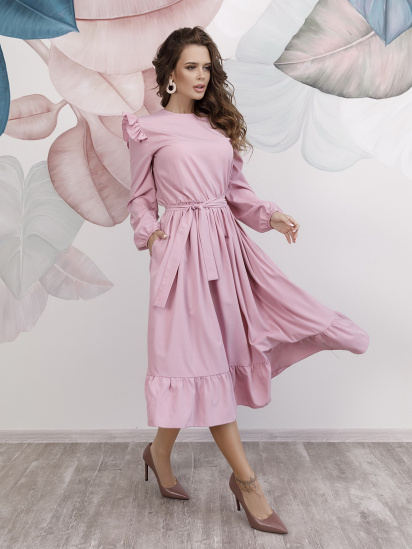 Платье миди ISSA Plus модель 12197_pink — фото 3 - INTERTOP