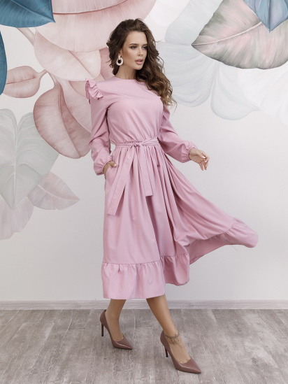 Платье миди ISSA Plus модель 12197_pink — фото 4 - INTERTOP