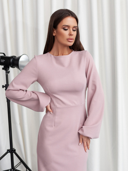 Платье миди ISSA Plus модель 12206_светло_розовый — фото 4 - INTERTOP