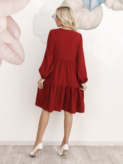 Платье мини ISSA Plus модель 12252_burgundy — фото 3 - INTERTOP