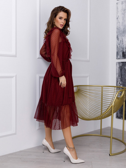 Сукня міді ISSA Plus модель 12286_burgundy — фото - INTERTOP