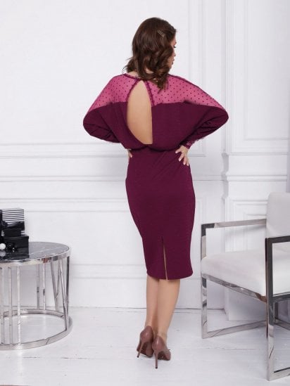 Сукня міді ISSA Plus модель 12368_burgundy — фото 3 - INTERTOP