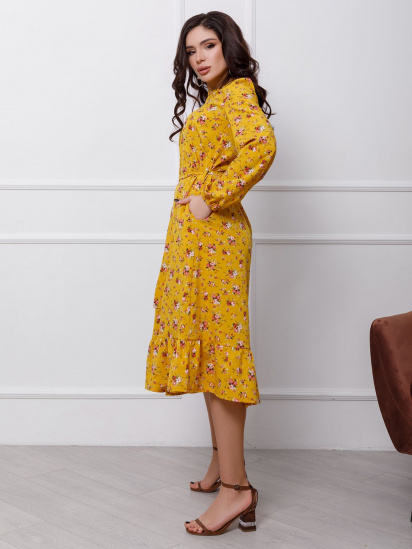 Сукня міді ISSA Plus модель 12413_mustard — фото - INTERTOP