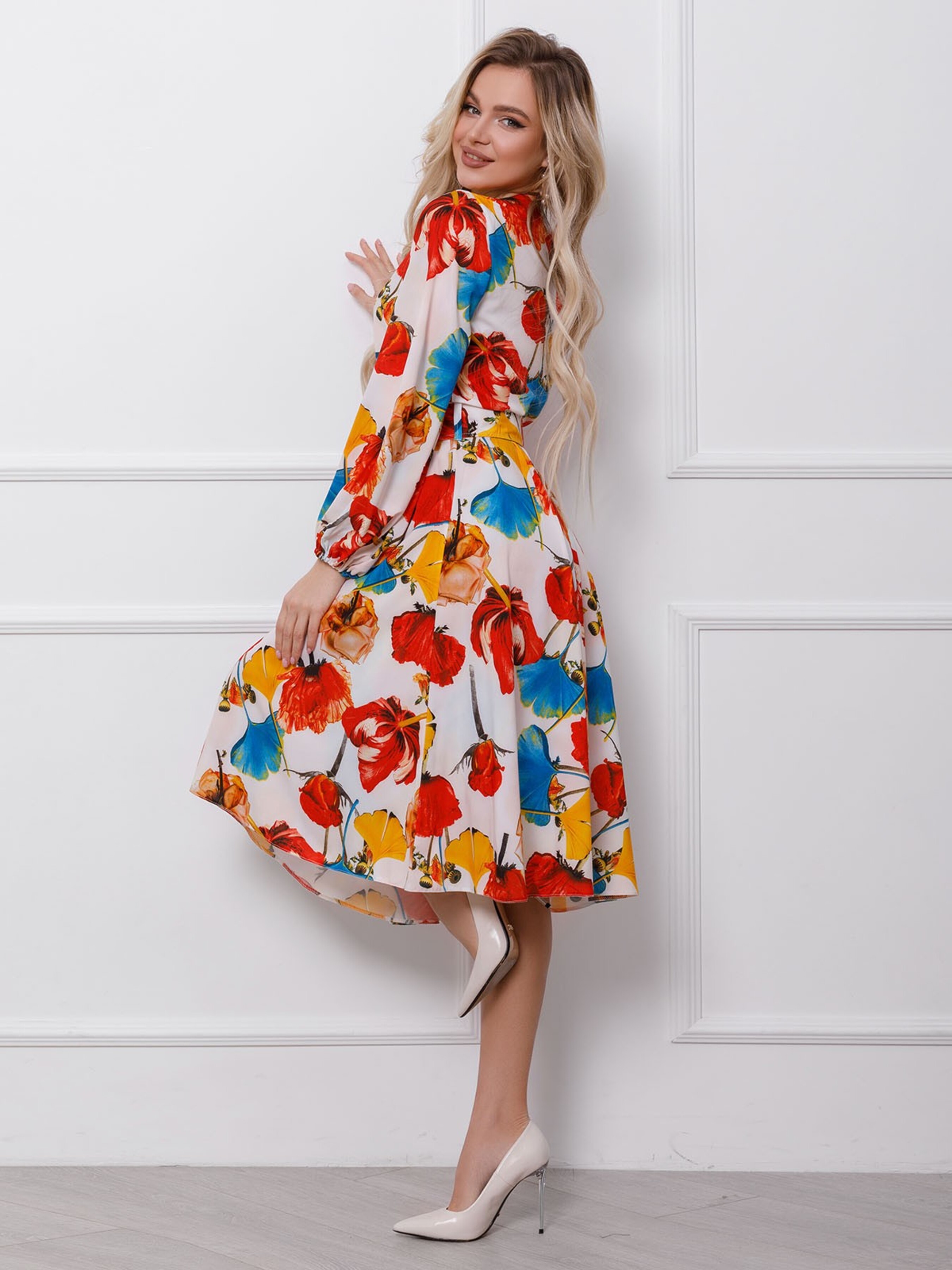 

ISSA Plus Платье миди (12416_multicolor) Женское, цвет - Белый, материал - без подкладки