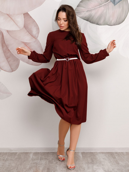 Сукня міді ISSA Plus модель 12510_burgundy — фото - INTERTOP