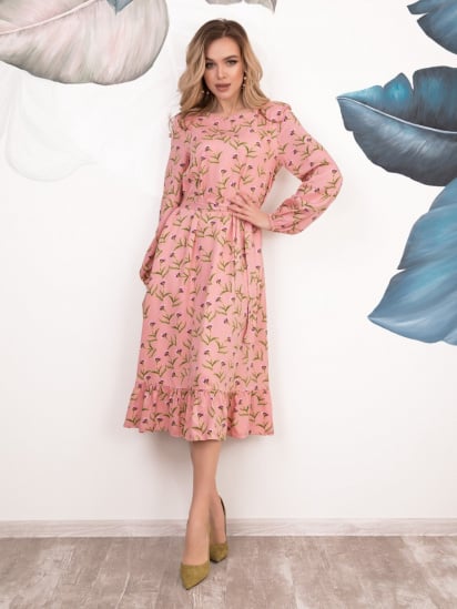 Платье миди ISSA Plus модель 12532_pink — фото - INTERTOP