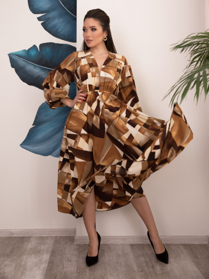 Платье миди ISSA Plus модель 12535_brown — фото 4 - INTERTOP