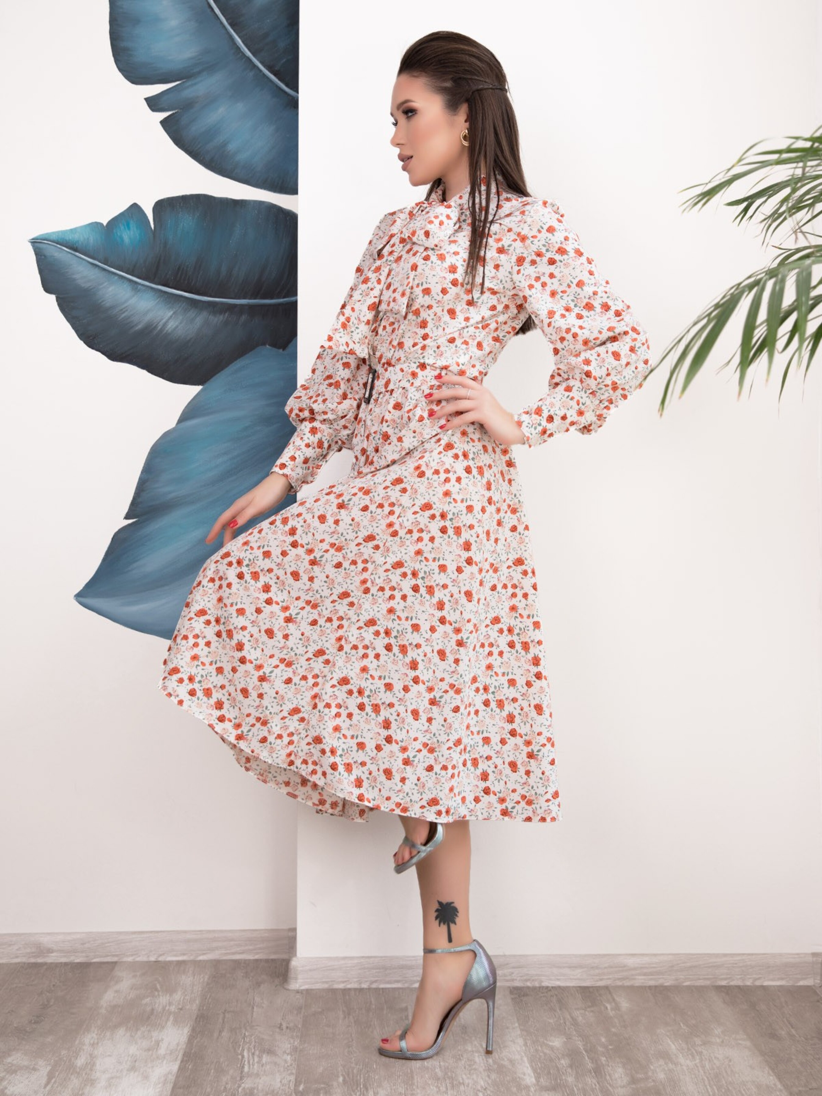 

ISSA Plus Платье миди (12540_multicolor) Женское, цвет - Розовый, материал - Без подкладки