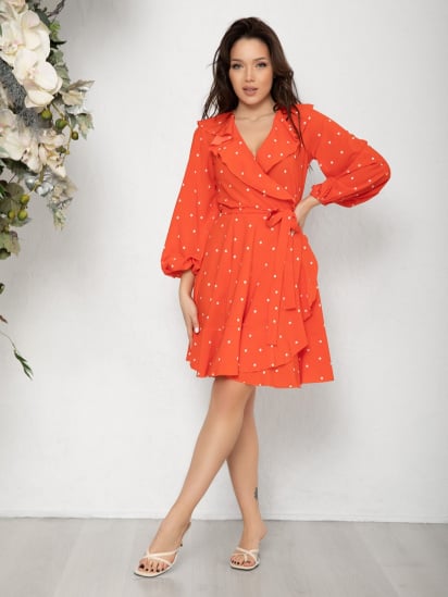 Платье мини ISSA Plus модель 12587_orange — фото - INTERTOP