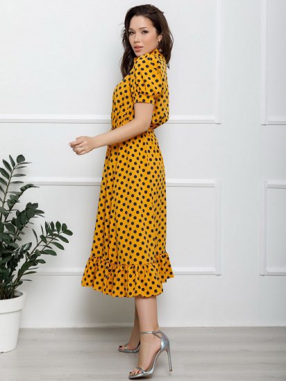 Сукня міді ISSA Plus модель 12616_mustard — фото - INTERTOP