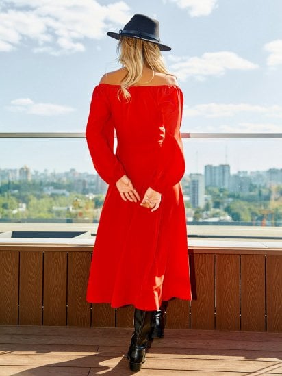 Платье миди ISSA Plus модель 12903_red — фото 3 - INTERTOP