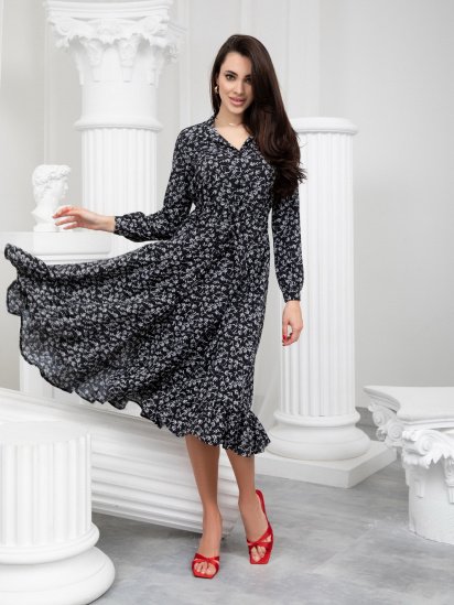 Платье миди ISSA Plus модель 13238_black — фото 6 - INTERTOP