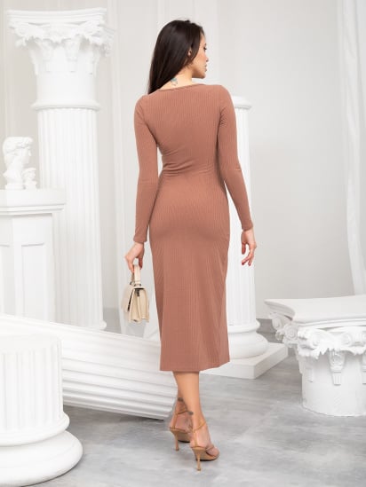 Платье миди ISSA Plus модель 13244_brown — фото 6 - INTERTOP