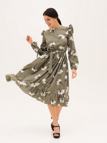 Сукня міді ISSA Plus модель 13299_khaki — фото - INTERTOP