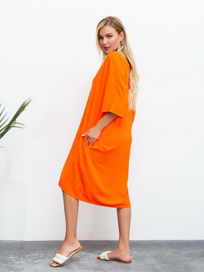 Сукня міді ISSA Plus модель 13465_orange — фото 3 - INTERTOP