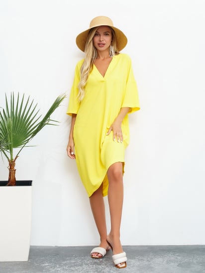 Сукня міді ISSA Plus модель 13465_yellow — фото - INTERTOP