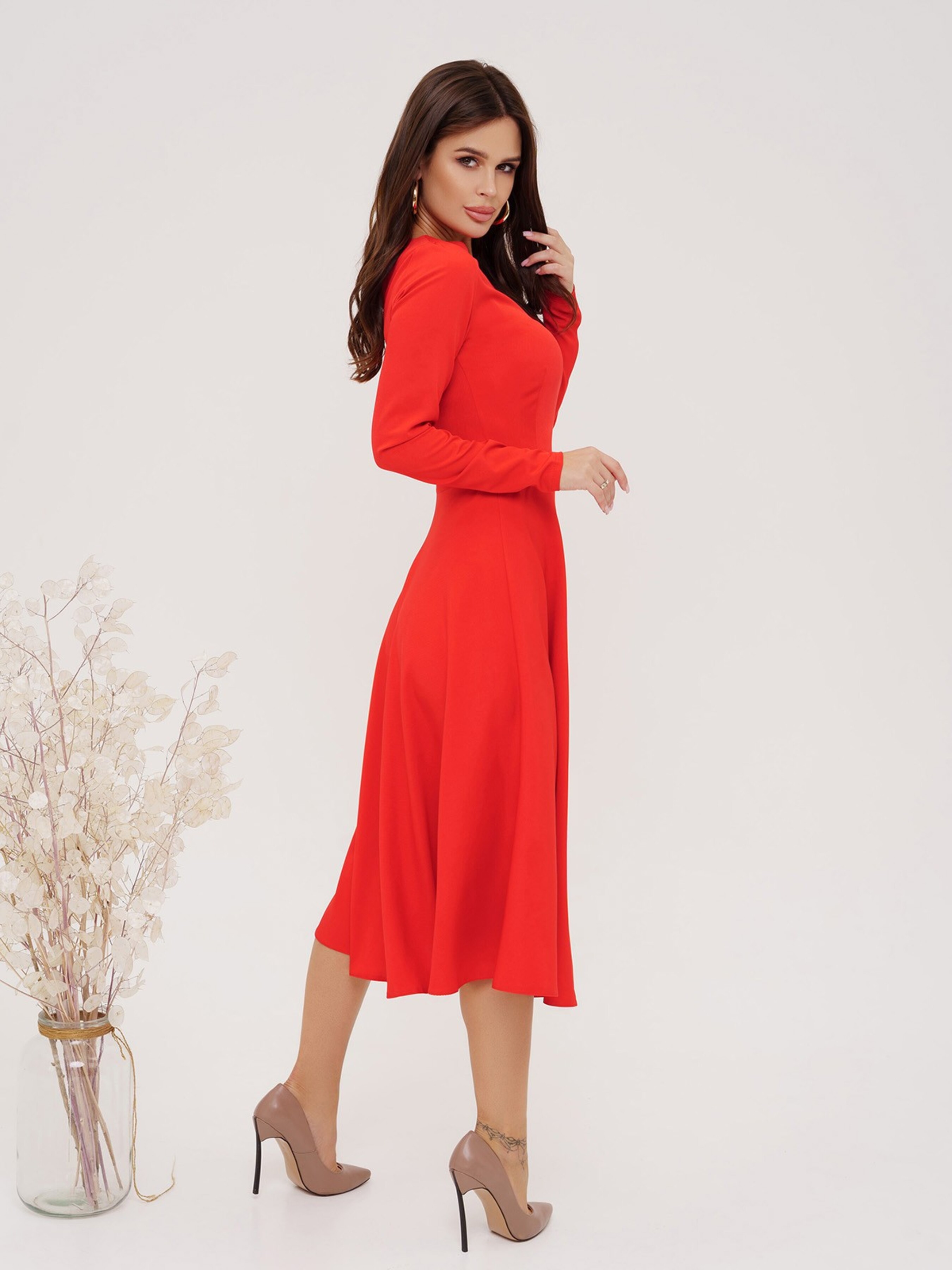 

ISSA Plus Сукня міді (13534_red) Жіноче, колір - Червоний