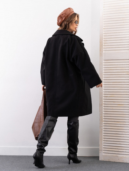 Пальто ISSA Plus модель 13539_черный — фото 3 - INTERTOP
