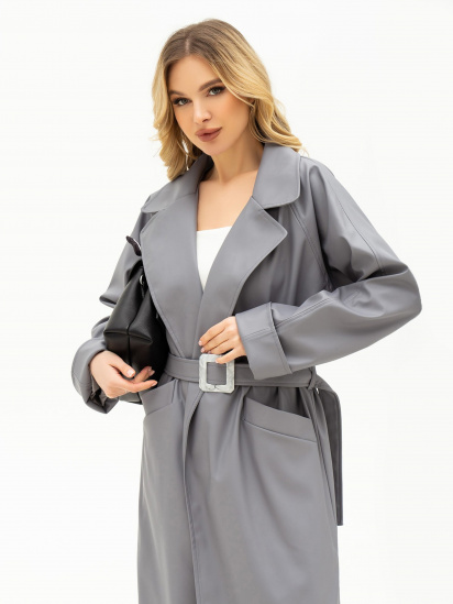 Пальто ISSA Plus модель 13585_grey — фото 4 - INTERTOP