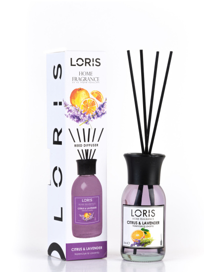 Loris parfum ­Аромадиффузор Цитрус и Лаванда 100 мл с черными палочками модель 1360009 — фото - INTERTOP