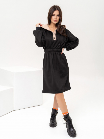 Сукня міді ISSA Plus модель 13654_blackbeige — фото - INTERTOP