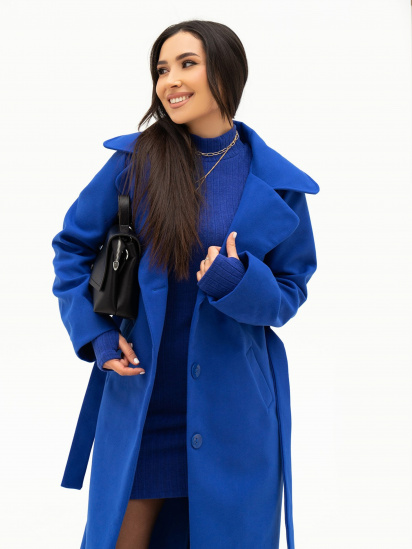Пальто ISSA Plus модель 13711_blue — фото 4 - INTERTOP
