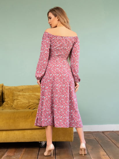 Сукня міді ISSA Plus модель 13742_pink — фото 3 - INTERTOP
