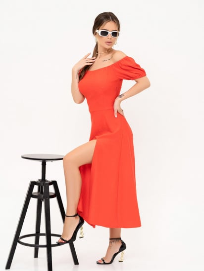 Платье миди ISSA Plus модель 13898_coral — фото - INTERTOP