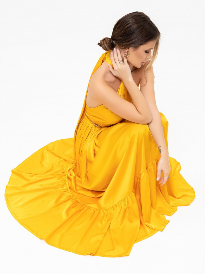 Сукня максі ISSA Plus модель 13925_mustard — фото 4 - INTERTOP