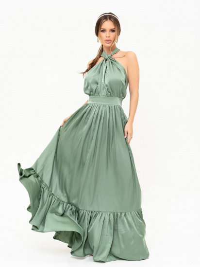 Платье макси ISSA Plus модель 13925_olive — фото - INTERTOP