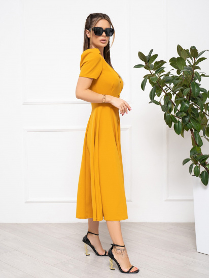 Сукня міді ISSA Plus модель 13933_mustard — фото - INTERTOP