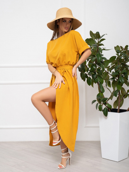 Сукня міді ISSA Plus модель 13936_mustard — фото - INTERTOP