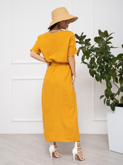 Сукня міді ISSA Plus модель 13936_mustard — фото 3 - INTERTOP