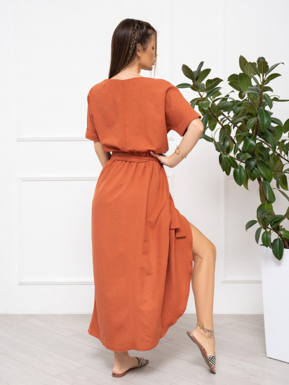 Сукня міді ISSA Plus модель 13936_terracotta — фото 3 - INTERTOP