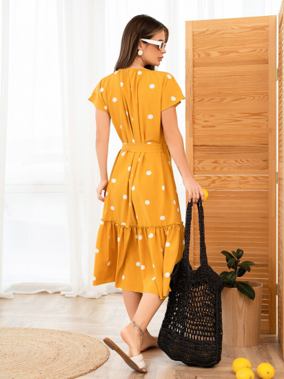 Сукня міді ISSA Plus модель 13954_mustard — фото 3 - INTERTOP