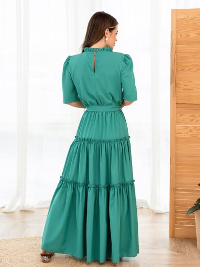 Платье макси ISSA Plus модель 13974A_зеленый — фото 3 - INTERTOP