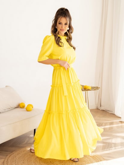 Платье макси ISSA Plus модель 13974A_желтый — фото - INTERTOP
